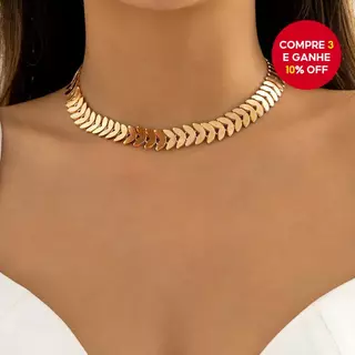 Elegante Simples Escala Corrente Curto Gargantilha Colar Para Mulheres Na Moda Cor Ouro Pescoço Acessório em Oferta na Shopee