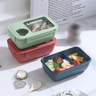 Marmita Lunch Box 1100ml com Divisórias, Tampa Vedada, Porta Talheres, BPA Free, Microondas e Portátil em Oferta na Shopee