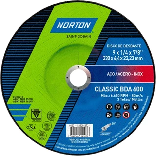 Disco de desbaste para aço 9x1/4x7/8pol - BDA 600 - Norton em Oferta na Shopee