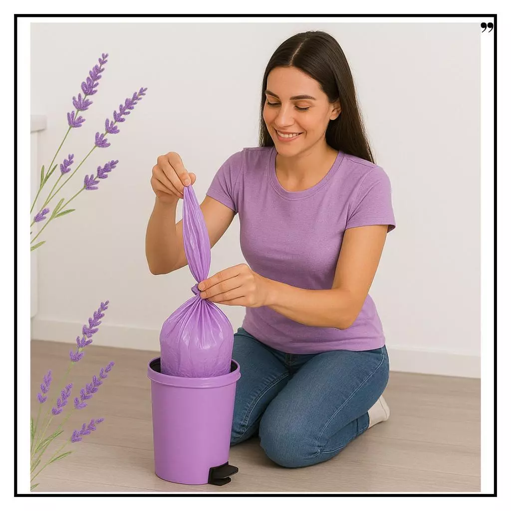 Kit Sacos de Lixo Lavanda Perfumado| Neutraliza Odor | Para Pia e Banheiro / Espanta Insetos - Imagem 3