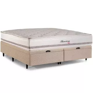 Cama Baú King Herval Haarlem, Molas Ensacadas, Suede Bege, 76x193x203 cm em Oferta na Shopee