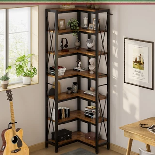 Estante de Canto 7 Prateleiras 200cm Ferro e MDF | Cantoneira para Parede, Sala, Quarto | Aproveite Espaços em Oferta na Shopee