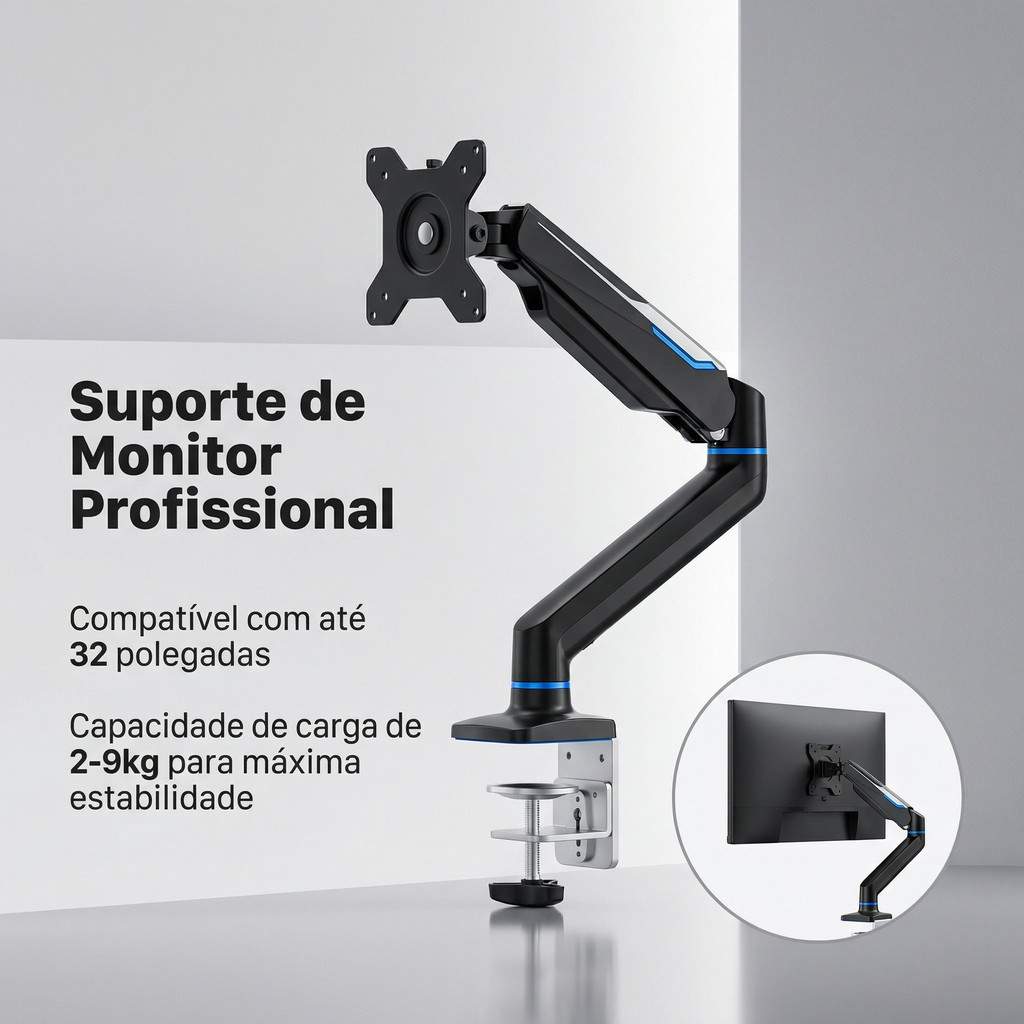Suporte de Monitor Articulado para Mesa Braço Ajustável Compatível com ...