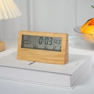 Relógio De Mesa LCD De Cabeceira Com Temperatura E Umidade Alarme 13,8x7,8x3,7 Eletrônico Digital em Oferta na Shopee