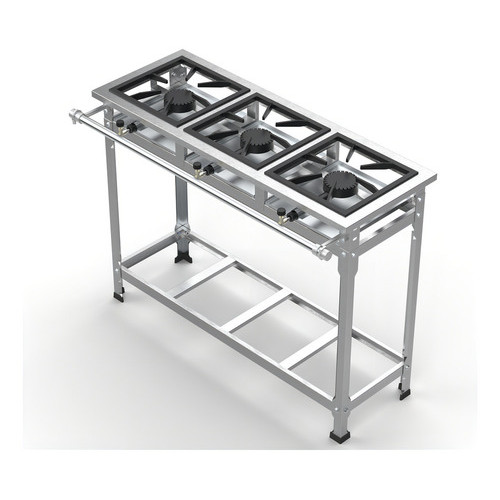 Fogão Industrial Fast Gourmet Inox 430 3 Bocas Alta Pressão 