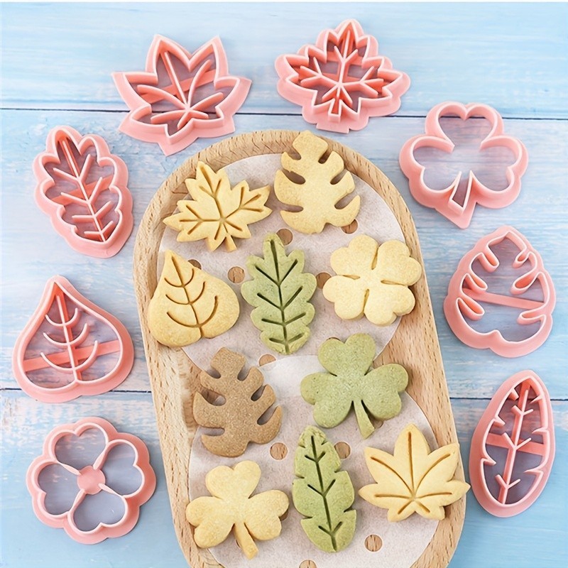 Kit 8 peças Cortadores de Biscoitos Folhas de Outono - Molde