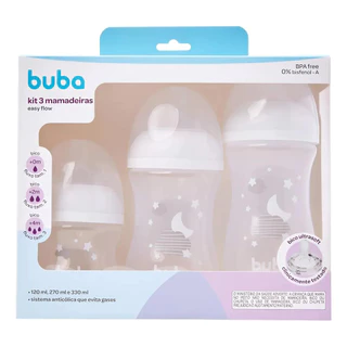 Kit 3 Mamadeiras Buba Easy Flow Anticólica Nuvem Branca em Oferta na Shopee