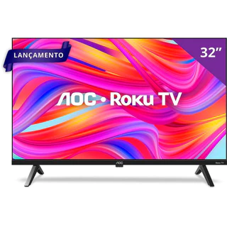 Smart TV 32 HD AOC 32S5045/78G com Roku TV, Comando de Voz, HDMI, USB Wi-Fi e Conversor Digital em Oferta na Shopee