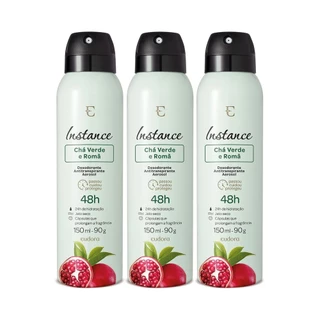 Combo Instance Chá Verde e Romã: Desodorante Antitranspirante Aerossol 3x150ml/90g em Oferta na Shopee