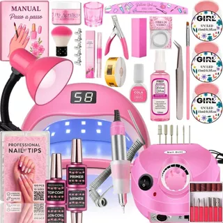 Kit de Alongamento de Unhas em Gel Completo Profissional Manicure Cabine Sun 5 e Lixadeira Porquinho em Oferta na Shopee