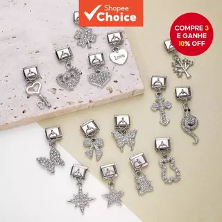 Encanto Brilhante - Berloques Temáticos - Cristais Diversos - Padrões com Cravos, Material de Liga e Aço Inoxidável, em Oferta na Shopee