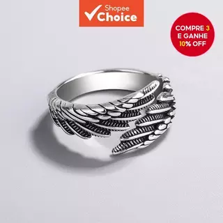 Anel de Pluma em Aço Inoxidável Estilo Punk Ajustável - Acessório de Moda Tendençoso para Aparências Únicas em Oferta na Shopee