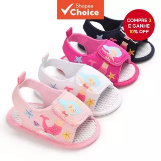Sandálias De Bebê Com Tema Sereia Para Meninas De 0 A 18 Meses – Pré-Walkers De Verão De Algodão Respirável em Oferta na Shopee