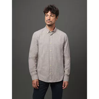 Camisa Masculina Slim Listras Calvin Klein Jeans - Caqui Medio em Oferta na Shopee