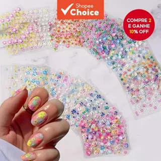 Flor Arte Do Prego 30 Folhas Adesivos Decalques Colorida De Unhas 3D Auto Adesivo Bonito Margarida Floral Coração Suprim em Oferta na Shopee