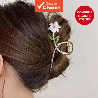 Clipes de Cabelo em Forma de Flor de Metal Lily - Acessórios Florais Estilosos para Mulheres e Meninas em Oferta na Shopee