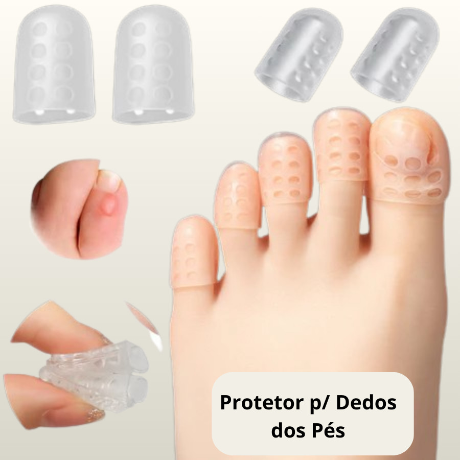 Kit Protetor Dedos Dos Pés Respirável Dedeira Gel Silicone Transparente ...