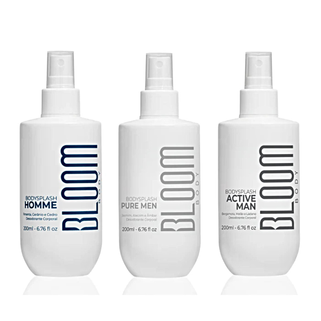 Kit Bloom Body Splash Homme+ Active Man+ Pure Man 200ml | Shopee Brasil