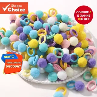 Crianças Faixas De Cabelo Elásticas Meninas Bola De Pelúcia Faixa De Borracha Para Doces Scrunchie Laços Clipe Acessório em Oferta na Shopee