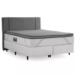 Cama Box com Cabeceira e Pillow Top Queen Herval Top D45 New, 72x158x198 cm em Oferta na Shopee