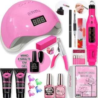 SUPER KIT MANICURE PROFISSIONAL – ALONGAMENTO, BLINDAGEM + CABINE 48W GEL OU POLYGEL  AF em Oferta na Shopee