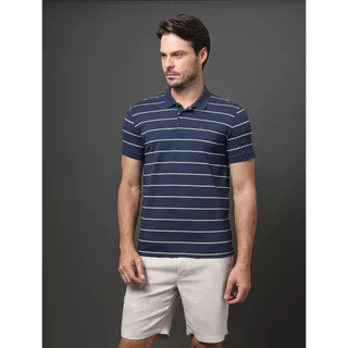 Polo Masculina Slim Cotton Listrado Calvin Klein - Marinho em Oferta na Shopee