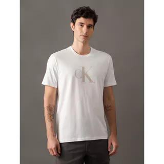 Camiseta Masculina Manga Curta Gel Calvin Klein Jeans - Branco 2 em Oferta na Shopee
