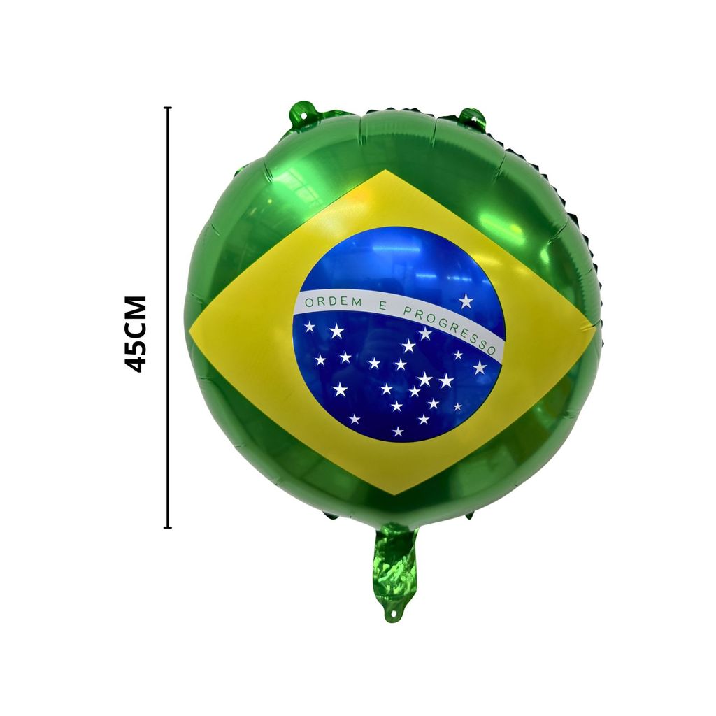 10 Balão Metalizado Bola Brasil 18 pol 45cm Verde amarelo copa do mundo futebol enfeite decoracao em Oferta na Shopee