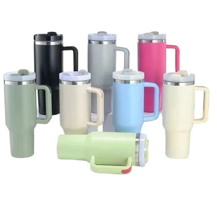 Copo Térmico Inox Alça Flip Straw com canudo de Metal 1200ml Super qualidade