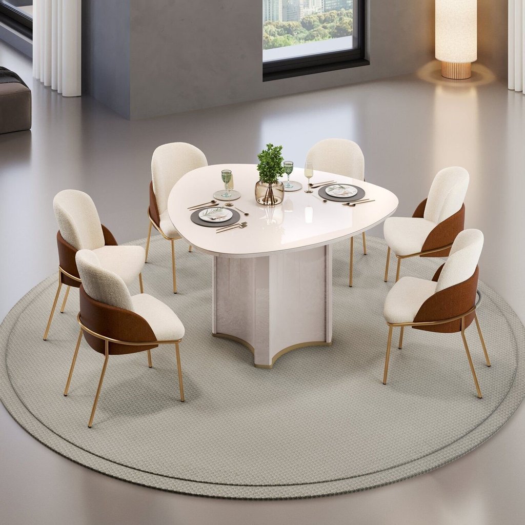 RT-178207 【CHANEL】6点セット Conjunto Sala de Jantar Mesa Chanel Tampo Orgânico com Vidro 136cm