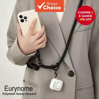 Cordão cruzado para celular com fecho rotativo, segurança ajustável de 120 cm e cordão destacável.