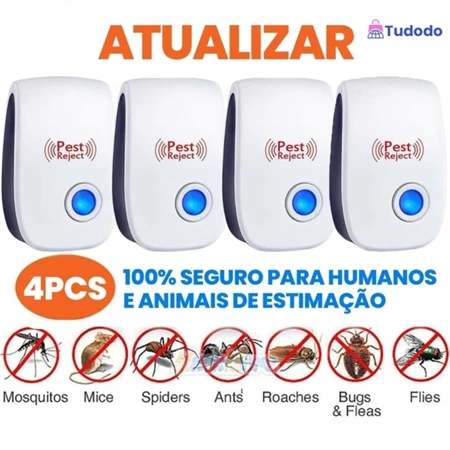 Repelente Eletrônico Ultrassônico Bivolt que Repele e Espanta Ratos Mosca Pernilongos Morcegos