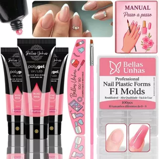 Kit Polygel Com 3 Poligel Alongamento Cartela Molde F1 Unhas Promoção - ENVIO IMEDIATO em Oferta na Shopee