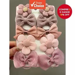 10 Peças De Laços De Cabelo Femininos , Lindos Rosa E Acessórios De Flores Para Rabos De Cavalo Elegantes em Oferta na Shopee