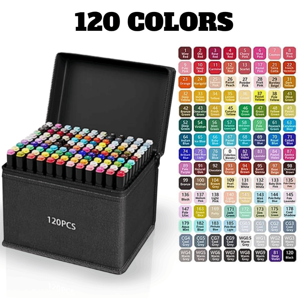 KIT Estojo Canetinha Colorida Ponta Dupla 120Pçs com Estojo