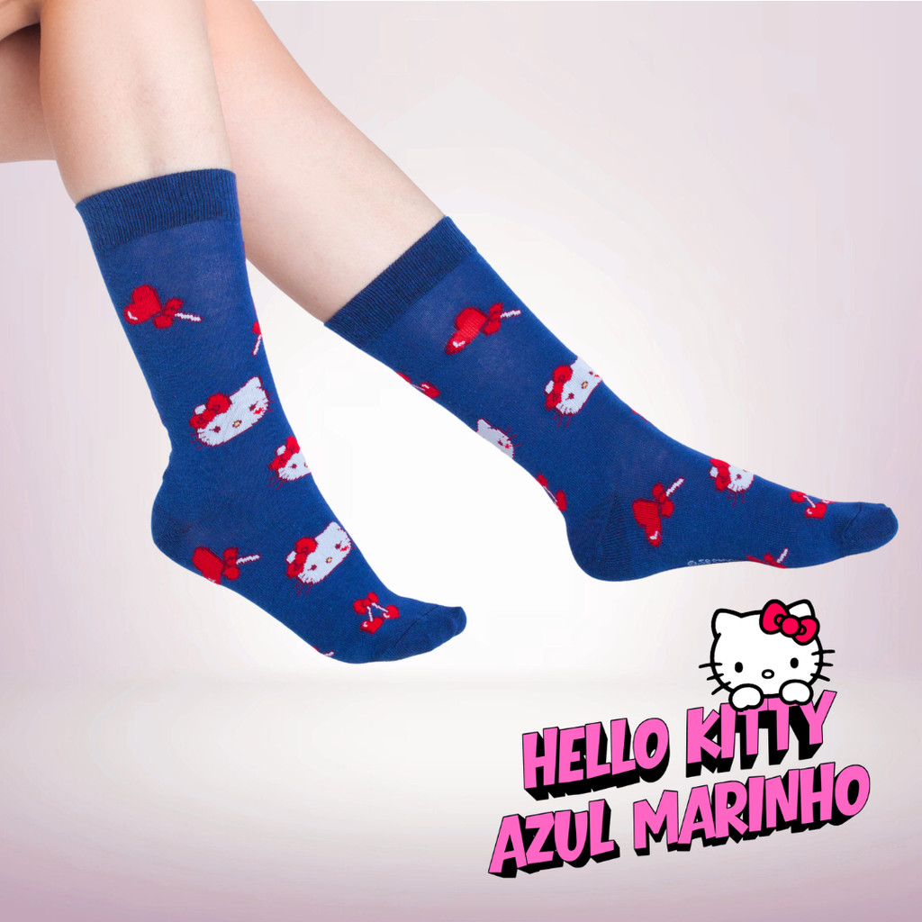 Meia Cano Longo Hello Kitty Licenciada Kuromi Keroppi Chococat