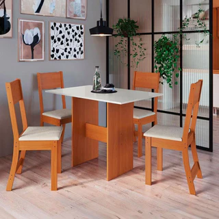 Mesa de Jantar Orquídea com 4 Cadeiras Indekes em Oferta na Shopee