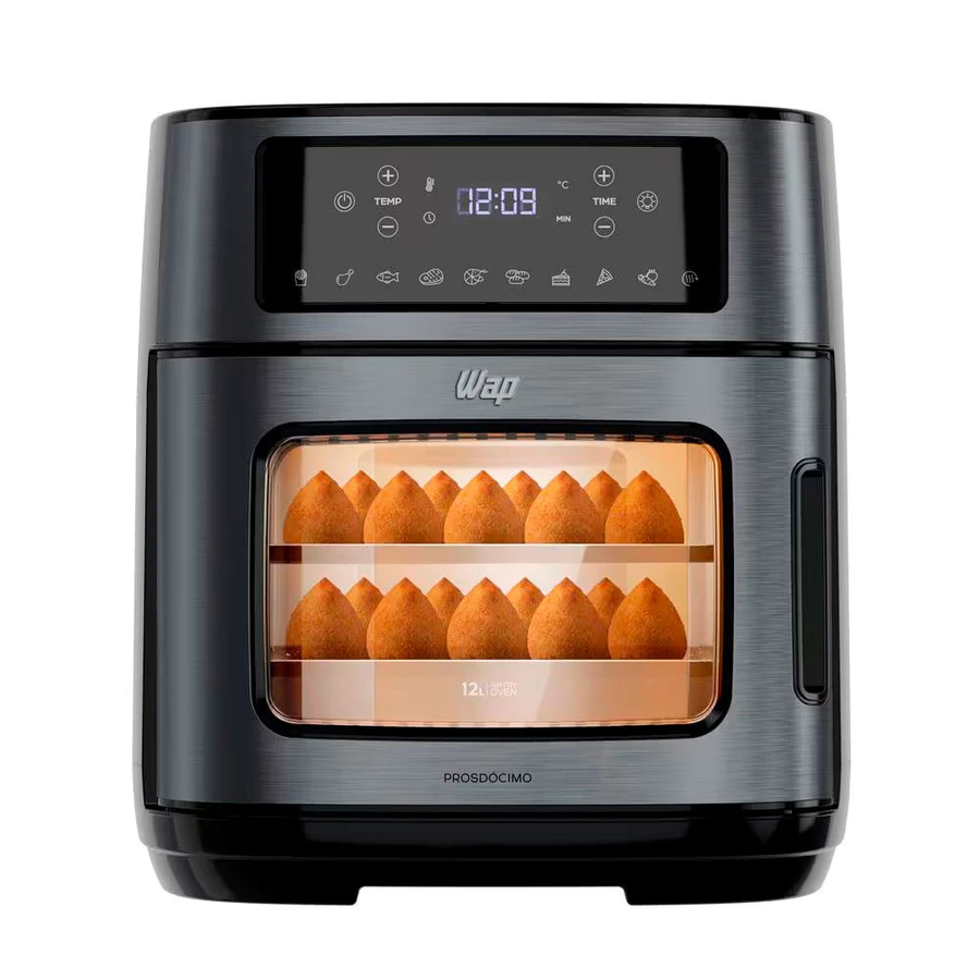 Air Fryer Oven WAP 12 Litros 1800W Sem Óleo Antiaderente Black Inox