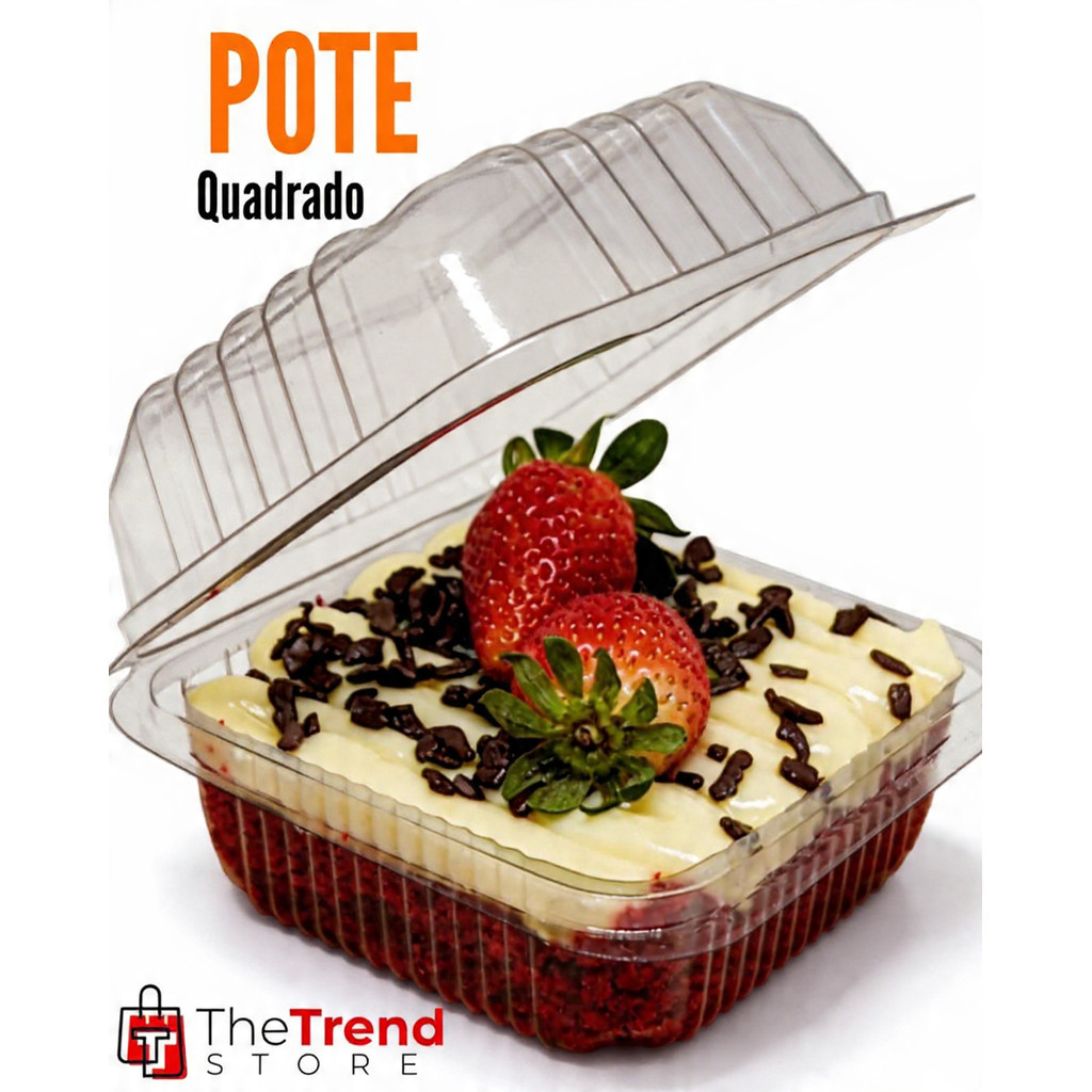 Kit Caixa com 300 uni - ATACADO - pote embalagem quadrada tr