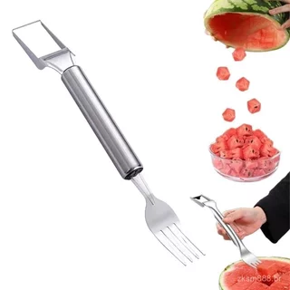Cortador de Melancia, Cortador de Frutas de Aço Inoxidável com Cabeça Dupla, Cortador Profissional em Forma de Garfo