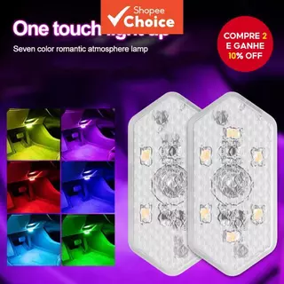 Luzes LED sem fio para carro com luz de toque para teto, sensor de leitura, lâmpada multicolorida, mini luz de em Oferta na Shopee
