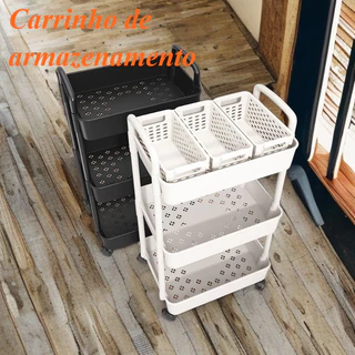 Estante Três Níveis com Rodas - Muito Capaz e Super Prática para Mudar de Lugar|0 cm x 30 cm x 76 cm em Oferta na Shopee