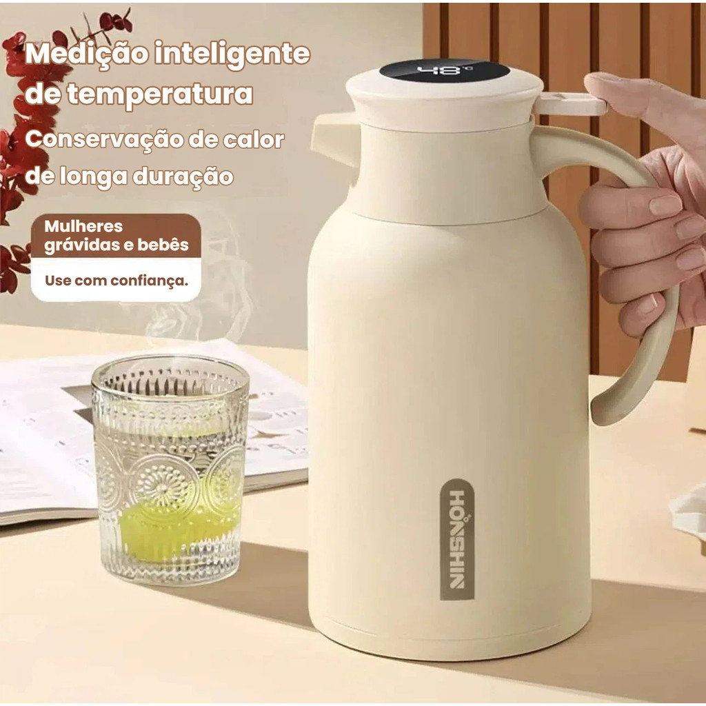 Garrafa Térmica Inteligente 1L com Display Digital de Temper