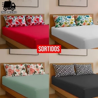 Jogo de Lençol 400 Fios Micropercal Com Fronha Extra Macio 3 Peças Sortidos em Oferta na Shopee