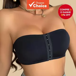 Sutiã Feminino Sem Alças Em Preto/Bege – Design De Abertura Frontal De Três Camadas Com Top Tubo De Suporte Reforçado em Oferta na Shopee