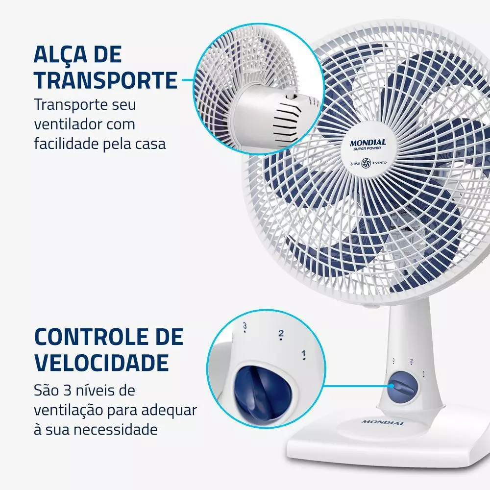 Ventilador de Mesa Mondial 06 Pás VSP 30 W