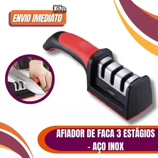 Amolador Afiador De Facas Em Aço Inox rofiPssional Com 3 Afiadores em Oferta na Shopee