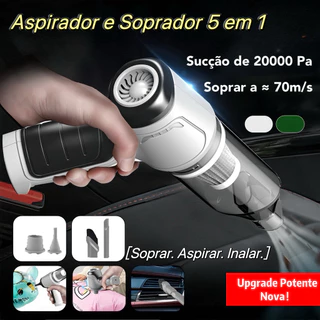 Aspirador e Soprador Portátil 5 em 1 - Alta Potência e Multifuncional para Limpeza Completa
