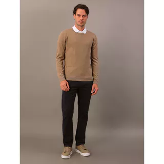 Tricot Masculino Decote Redondo Calvin Klein - Caqui Medio em Oferta na Shopee