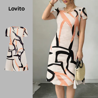 Lovito Vestido Casual Em Crepe Modelo Básico Para Primavera/verão Ideal Para Mulheres LBL32082 em Oferta na Shopee